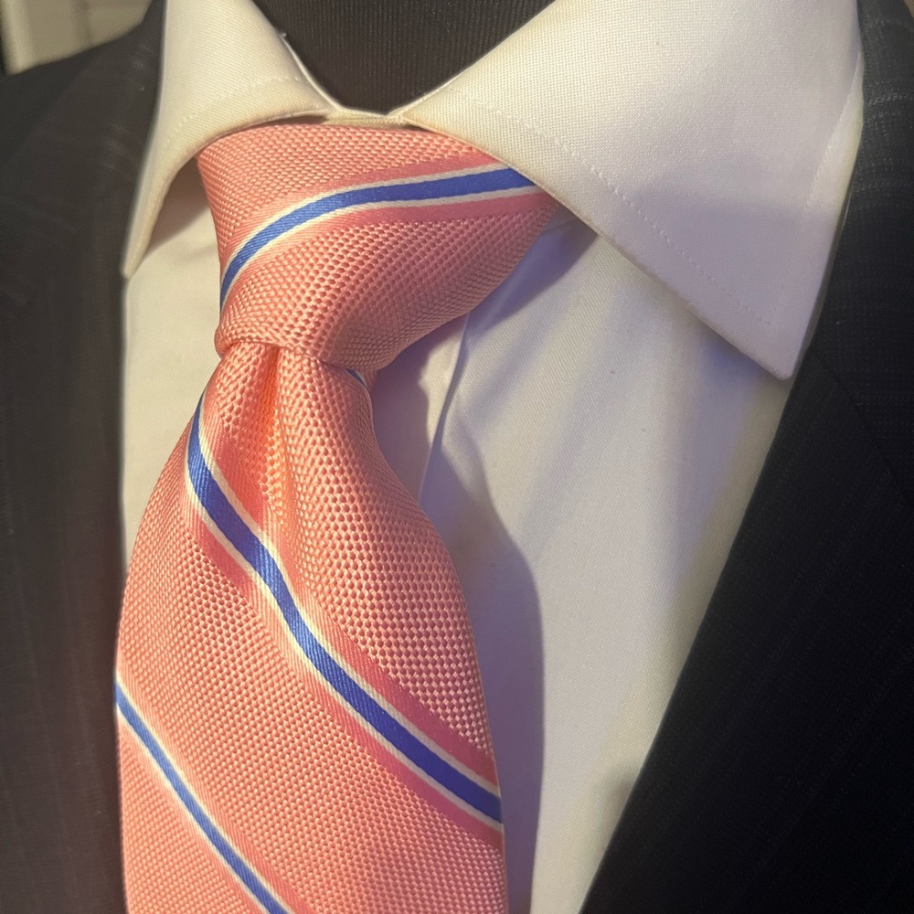 Brooks Brothers Pink and Blue Striped Silk Tie